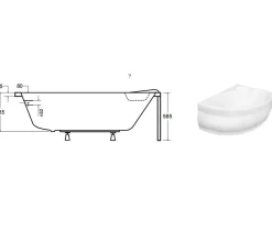 Baignoire Asymétrique|Azura Home Design Baignoire d'angle NOVA Droite avec tablier - 170cm