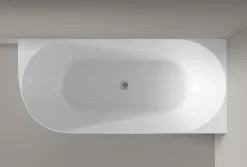 Bernstein Baignoire d'angle semi-ilot Acrylique 150x78x60cm Blanc brillant + Bonde et trop plein - installation à droite - NOVA SLIM LINE