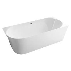 Bernstein Baignoire d'angle semi-ilot Acrylique 150x78x60cm Blanc brillant + Bonde et trop plein - installation à droite - NOVA SLIM LINE