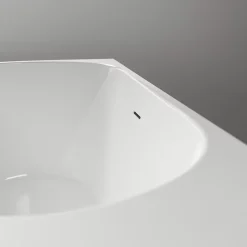 Baignoire Îlot|Bernstein Baignoire d'angle semi-îlot Acrylique Ovale Salle de Bain avec Bonde + trop plein, Blanc, 170x75x60cm, Garantie 5 ans, LENA CORNER