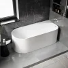 Baignoire D'Angle|Bernstein Baignoire d'angle semi-îlot Acrylique Ovale Salle de Bain avec Bonde + trop plein, Blanc, 170x78x58cm, Garantie 5 ans, ONDA CORNER