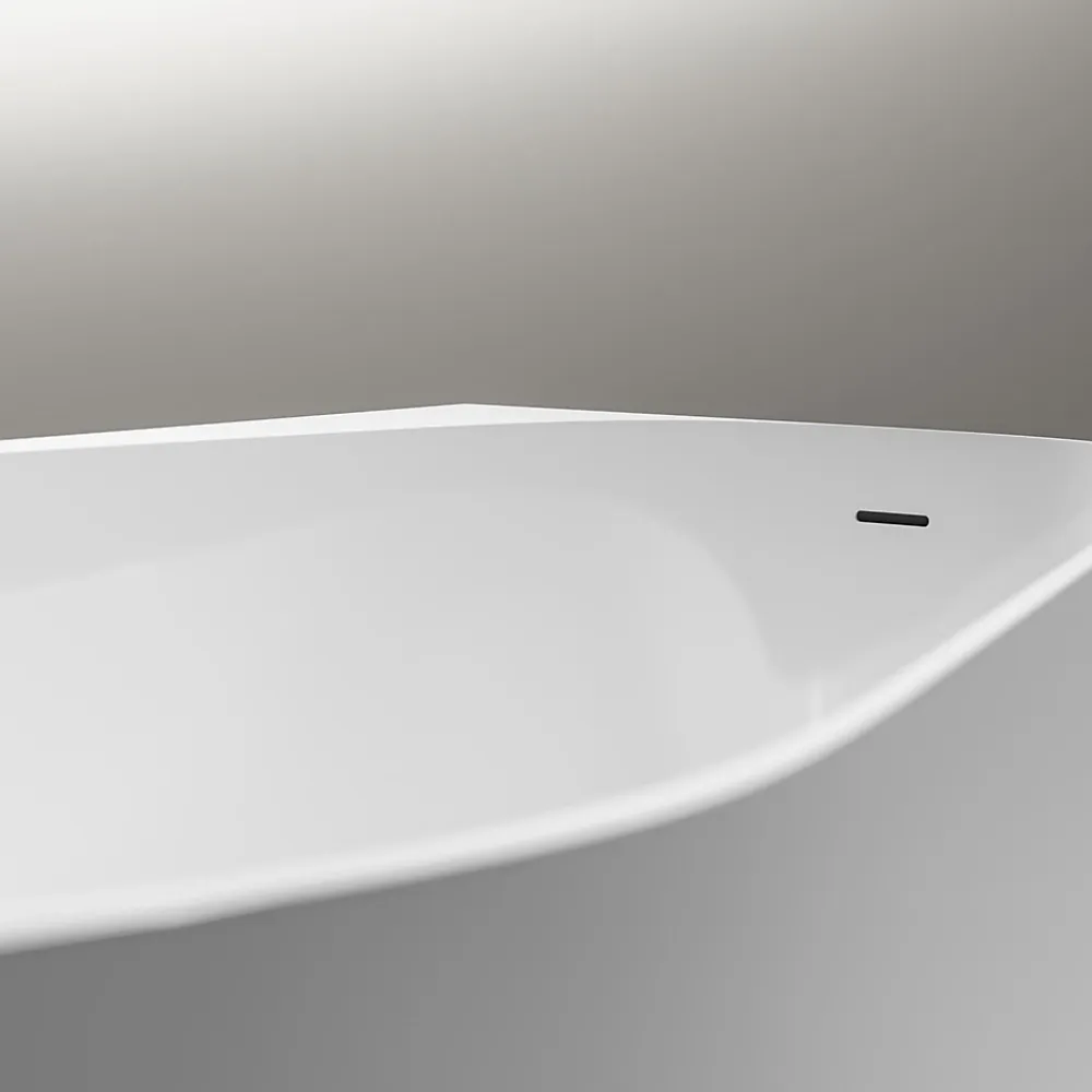 Baignoire D'Angle|Bernstein Baignoire d'angle semi-îlot Acrylique Ovale Salle de Bain avec Bonde + trop plein, Blanc, 170x78x58cm, Garantie 5 ans, ONDA CORNER