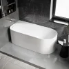 Bernstein Baignoire d'angle semi-îlot Acrylique Ovale Salle de Bain avec Bonde + trop plein, Blanc, 170x78x58cm, Garantie 5 ans, ONDA CORNER