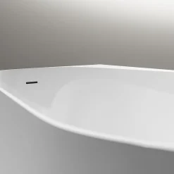 Bernstein Baignoire d'angle semi-îlot Acrylique Ovale Salle de Bain avec Bonde + trop plein, Blanc, 170x78x58cm, Garantie 5 ans, ONDA CORNER