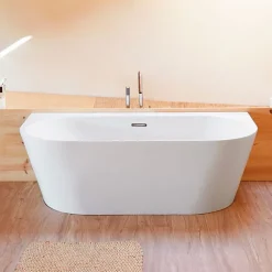 Baignoire Îlot|Sanycces Baignoire design semi-îlot ovale TORINO MURO blanche 170 cm