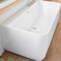 Baignoire Îlot|Sanycces Baignoire design semi-îlot rectangulaire TRENTO MURO blanche 175 cm Sans option