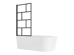 Baignoire Douche|Vente-unique Baignoire douche blanche avec pare baignoire pivotant - 201 L - Angle gauche - PONTICOLA