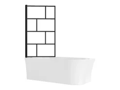 Baignoire Douche|Vente-unique Baignoire douche blanche avec pare baignoire pivotant - 201 L - Angle gauche - PONTICOLA