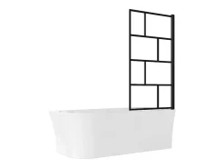 Baignoire Douche|Vente-unique Baignoire douche blanche avec pare baignoire pivotant - 201 L - Angle droit - PONTICOLA