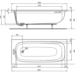 Ideal Standard Baignoire droite 180 x 80 i.Life
