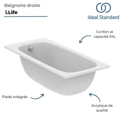 Ideal Standard Baignoire droite 150 x 70 i.life