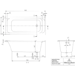 Baignoire Droite|Villeroy & Boch Baignoire droite 160 X 70 VILLEROY ET BOCH Architectura acrylique avec pieds