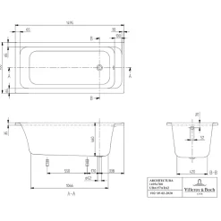 Baignoire Droite|Villeroy & Boch Baignoire droite 150 X 70 VILLEROY ET BOCH Architectura acrylique avec pieds