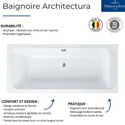 Villeroy & Boch Baignoire droite 170 X 80 VILLEROY ET BOCH Architectura acrylique