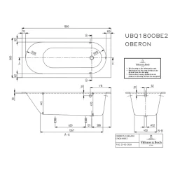 Villeroy & Boch Baignoire droite 180 x 80 VILLEROY ET BOCH Oberon Quaryl