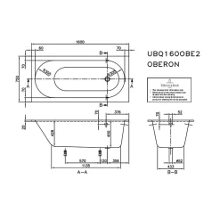 Villeroy & Boch Baignoire droite 160 x 75 VILLEROY ET BOCH Oberon Quaryl