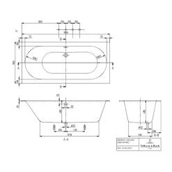 Villeroy & Boch Baignoire droite 190 X 90 VILLEROY ET BOCH Oberon Quaryl