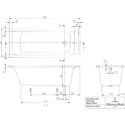 Villeroy & Boch Baignoire droite 170 X 70 VILLEROY ET BOCH Architectura acrylique avec pieds