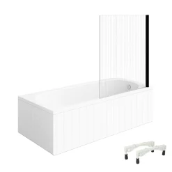 Baignoire Droite|Villeroy & Boch Baignoire droite avec pieds 160 x 70 cm O.Novo Blanc + Pare bain droite AURYS Raywall noir mat