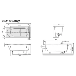 Baignoire Droite|Villeroy & Boch Baignoire droite avec pieds 170 x 70 cm O.Novo Blanc + Pare Bain gauche AURYS Mist 1 chromé