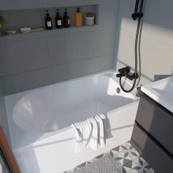 GoodHome Baignoire droite Cavally L. 130 x l. 70 cm blanc
