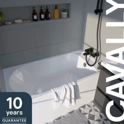 GoodHome Baignoire droite Cavally L. 130 x l. 70 cm blanc