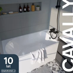 GoodHome Baignoire droite Cavally L. 130 x l. 70 cm blanc
