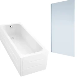 Duravit Baignoire droite D-Code 170 x75 cm + Pare Bain gauche AURYS Mist 1 chromé version gauche