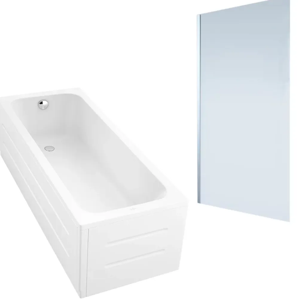 Duravit Baignoire droite D-Code 170 x75 cm + Pare Bain gauche AURYS Mist 1 chromé version gauche
