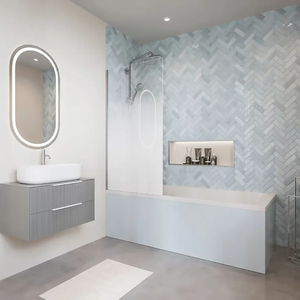 Duravit Baignoire droite D-Code 170 x75 cm + Pare Bain gauche AURYS Mist 1 chromé version gauche