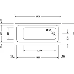 Duravit Baignoire droite D-Code 170 x75 cm + Pare Bain gauche AURYS Mist 1 chromé version gauche