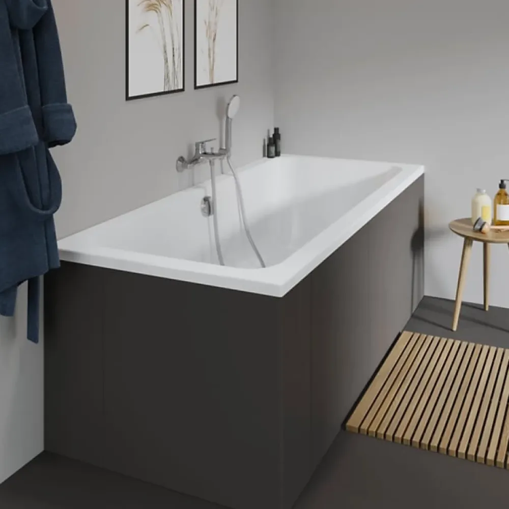 Baignoire Droite|Duravit Baignoire droite D-Code 180 x 85 cm + Pare bain droit AURYS Raywall chromé