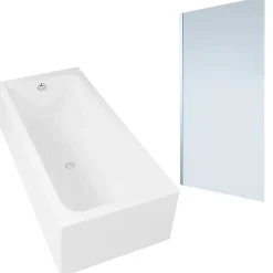 Duravit Baignoire droite D-Code 180 x 85 cm + Pare bain droit AURYS Mist 1 chromé