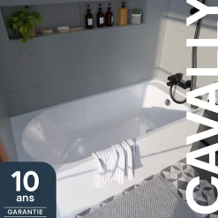 Baignoire Droite|GoodHome Baignoire droite en acrylique L.160 x l.70 cm blanc, Cavally