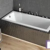 Besco Baignoire Droite sans Tablier - 130 x 70 cm - MODERN SANS TABLIER - REPOSE-TÊTE OFFERT