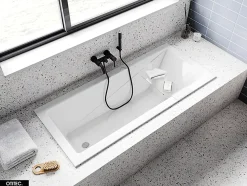 Besco Baignoire Droite sans Tablier - 130 x 70 cm - MODERN SANS TABLIER - REPOSE-TÊTE OFFERT