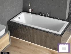 Besco Baignoire Droite sans Tablier - 140 x 70 cm - MODERN SANS TABLIER - REPOSE-TÊTE OFFERT