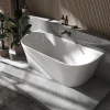 Bernstein Baignoire droite semi-îlot murale ovale acrylique salle de bain, isolation thermique - Blanc - 170x80x57cm - Garantie 5 ans - NORA