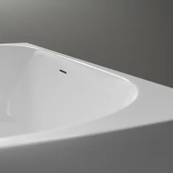 Bernstein Baignoire droite semi-îlot murale ovale acrylique salle de bain, isolation thermique - Blanc - 170x80x57cm - Garantie 5 ans - NORA