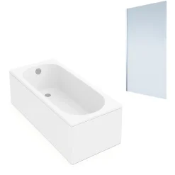 Baignoire Droite|Villeroy & Boch Baignoire droite VILLEROY ET BOCH Oberon quaryl 160 x 75 cm + Pare bain gauche AURYS Mist 1 chromé