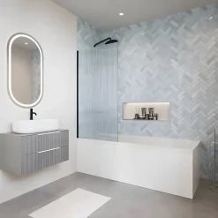 Baignoire Droite|Villeroy & Boch Baignoire droite Architectura acrylique 190 x 90 cm + Pare bain gauche AURYS Raywall Noir mat