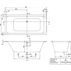 Baignoire Droite|Villeroy & Boch Baignoire droite Architectura acrylique 190 x 90 cm + Pare bain gauche AURYS Raywall Noir mat