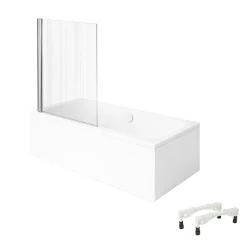 Villeroy & Boch Baignoire droite Architectura avec pieds 170 x 75 cm Blanc + Pare bain gauche AURYS Raywall chromé