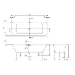 Villeroy & Boch Baignoire droite Architectura avec pieds 170 x 75 cm Blanc + Pare bain gauche AURYS Raywall chromé