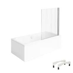Villeroy & Boch Baignoire droite Architectura avec pieds 170 x 70 cm Blanc + Pare bain droite AURYS Raywall chromé