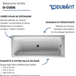 Duravit Baignoire droite 170x70 D-Code bonde au centre