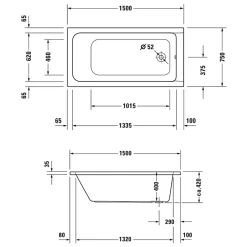 Duravit Baignoire droite 150x75 D-Code