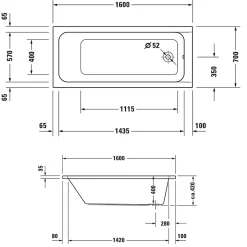 Duravit Baignoire droite 160x70 D-Code