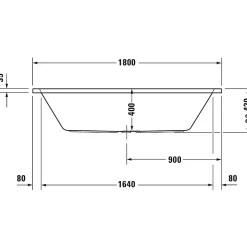 Duravit Baignoire droite 180x80 D-Code bonde au centre