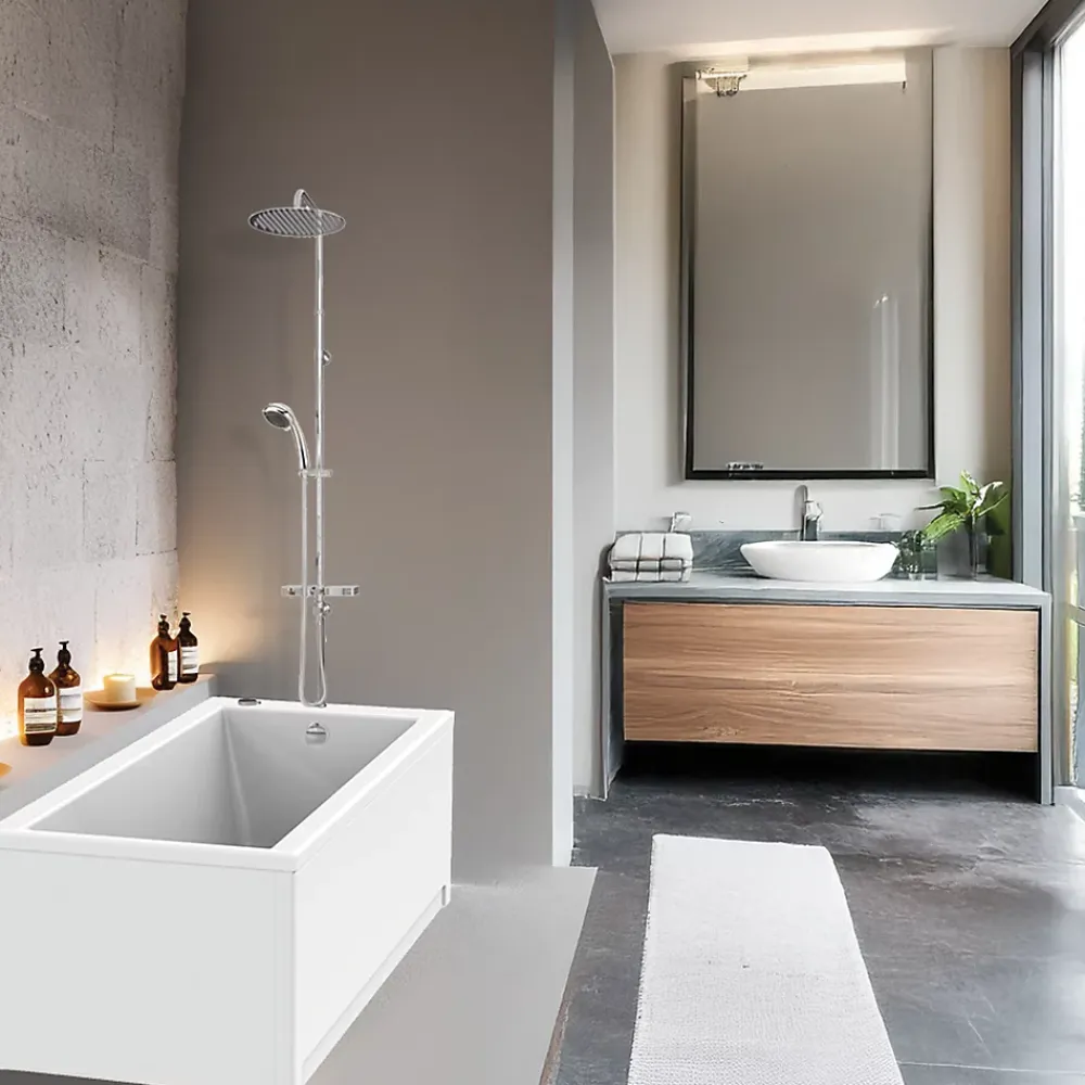 Baignoire Droite|Valentin Baignoire Embleme Comododo solo 170 x 75 cm sans tablier + Colonne de douche